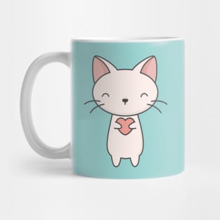 Kawaii Cute Cat With Heart T-Shirt Mug